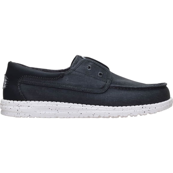 HEYDUDE Men Wally Cru Stretch Canvas , Black/White, 11