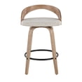 thumbnail image 5 of Carson Carrington  Stavanger 26" Fixed-Height Counter Stool with Bent Wood Legs & Round Footrest (Set of 2) Oat Fabric/White Washed Wood/Black Metal, 5 of 5