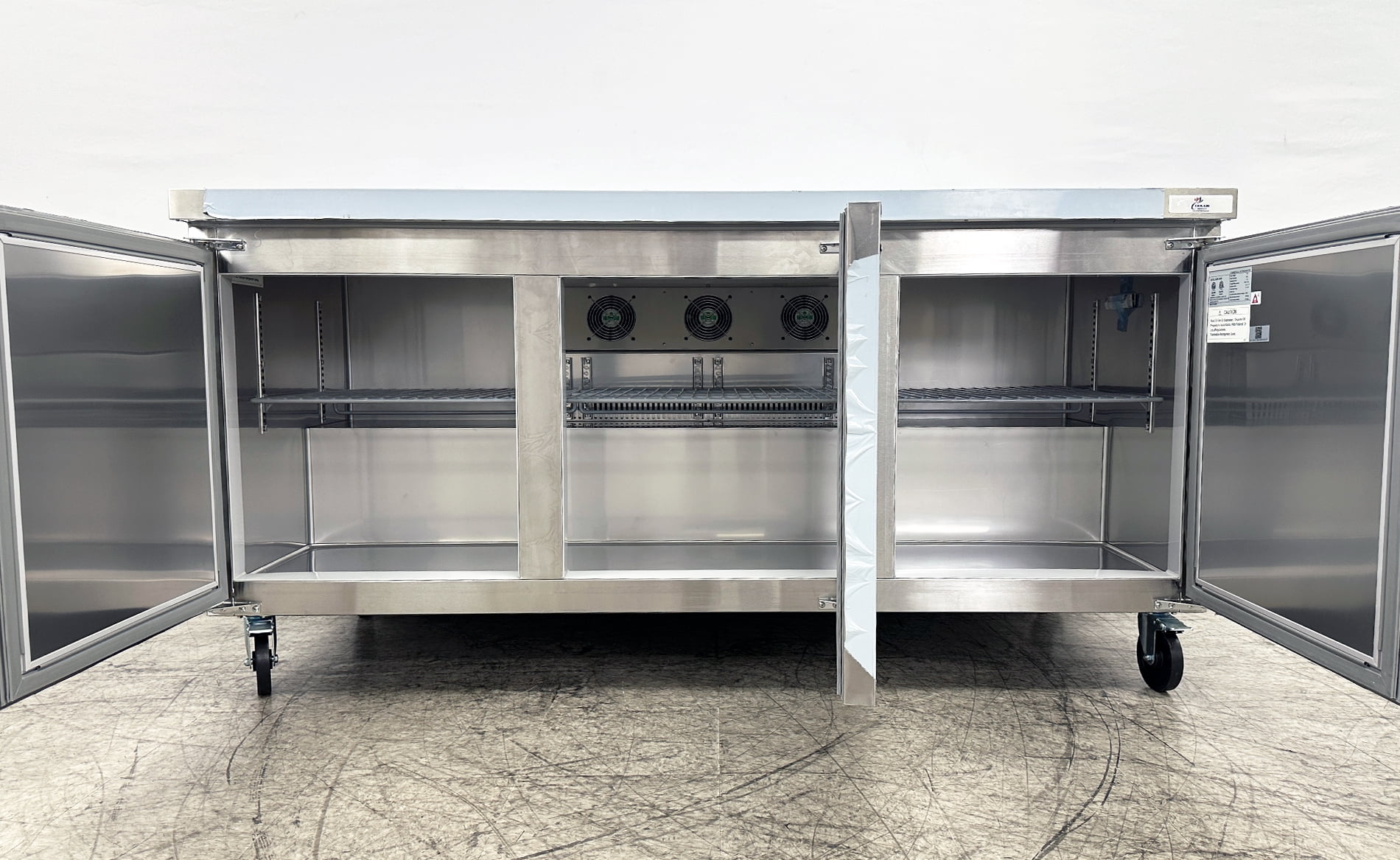 72" NSF Undercounter 3-Door Commercial Refrigerator – 21 Cu.Ft Stainless Steel Worktop Fridge with Auto Defrost & R290 Refrigerant