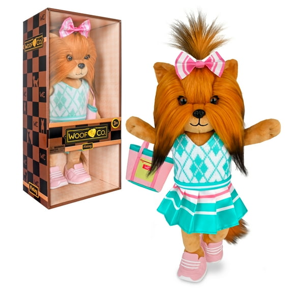 Woof & Co 15-inch Fashion Doll – Finley The Poseable Plush Yorkshire Terrier with Removable Outfit & Accessories, Children Ages 3 