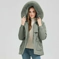 thumbnail image 5 of PFRNLF Winter Coats for Women Thicken Fleece Outerwear Windproof Warm Puffer Jacket with Faux Fur Hood, 5 of 8