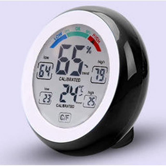 Higrómetro Termómetro Interior, Soporte / Colgar / Fijar en Metal, Monitor de Temperatura Y Humedad Negro shamjiam Monitor de temperatura y humedad