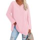 thumbnail image 3 of Camiseta De Manga Larga Para Mujer, Cuello En V, Color Sólido, Elegante, Informal, Para Mujer, Cómoda, Con Hombros Caídos, Suave Para Uso Diario ANGGREK  Otros, 3 of 6