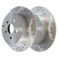 thumbnail image 1 of For 2005 2006 Toyota Corolla Silver Rear Drilled Slotted Brake Rotor Pair, 1 of 5