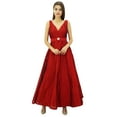 thumbnail image 5 of Bimba Women's Elegant Long Flared Wedding Bridesmaid Dress V-Neck Prom Maxi Gown, 5 of 5