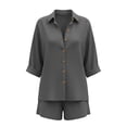thumbnail image 4 of Neewe Women's Linen Shorts Sets 2 Piece Summer Short Sleeve Top and Shorts Sweatsuit Set Daily Outfits, 4 of 8