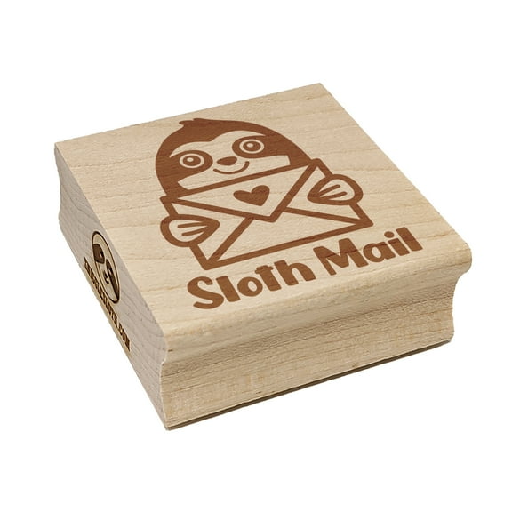 Sloth Mail Square Rubber Stamp Stamping Scrapbooking Crafting - Small 1.25in