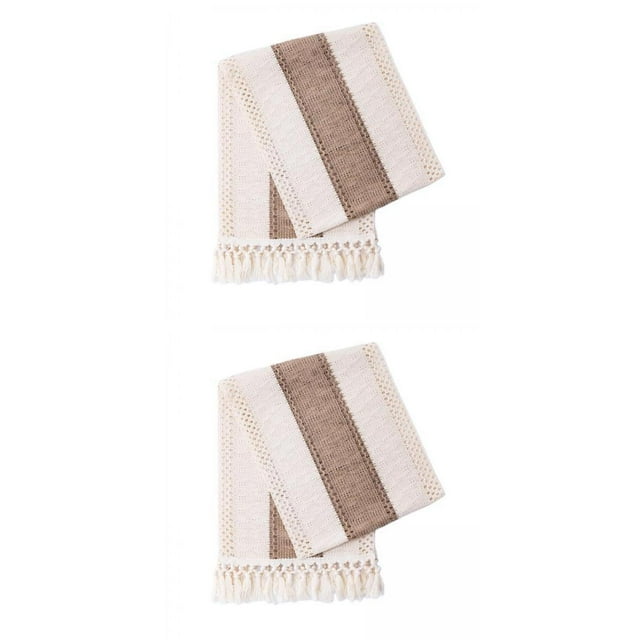 Caminos de de macramé empalmados de 2 piezas, borlas huecas rústicas para bohemio