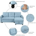thumbnail image 5 of 80" W Sleeper Couch with Storage, 2 in 1 Pull-Out Sofa Bed with Storage Chaise and Cup Holder, L-Shape Linen Corner Sofa & Couches with Chaise for Living Room Small Apartment, 5 of 9