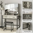 thumbnail image 5 of VEANERWOOD Vanity Set with Lighted Tri-Fold Mirror  Vanity Set with Hidden Storage Shelves and 2 Drawers,3 Color Lighting Modes, 5 of 8