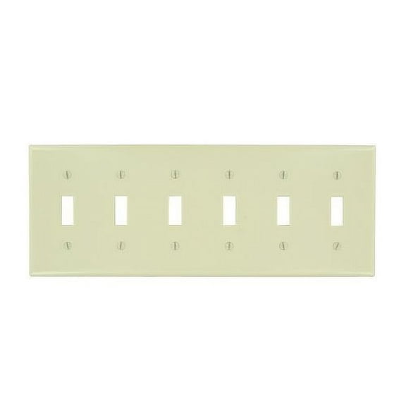 Leviton 86036 Ivory Six Gang Toggle Light Switch Wall Plate