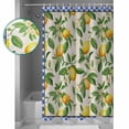thumbnail image 4 of Summer Lemon Waterproof Fabric Shower Curtain, Green Botanical Watercolor Fruits Blue Shower Curtain for Bathroom Curtains Bathtubs Hotel Washable Shower Curtains with 12 Hooks Extra Long 72x96, 4 of 6