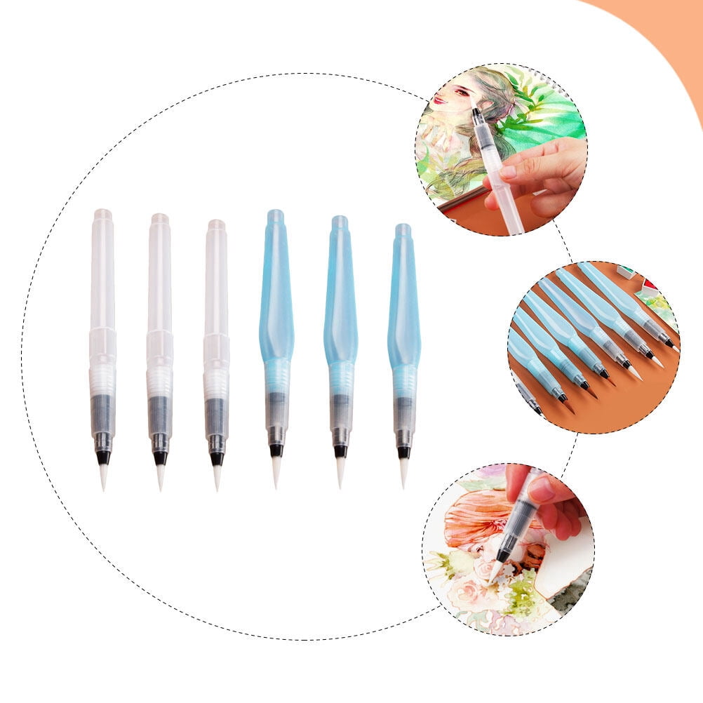 Shuliwen 6 Watercolor Brush Pens Refillable Water Brush for Painting