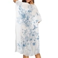 thumbnail image 4 of HELLHERO Blue Vintage Floral & Bird Kimono Cover Up - Lightweight Breathable Beachwear for Summer Vacation, Pool & Resort - Loose Fit Women's Swim Cover, 4 of 6