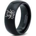 thumbnail image 1 of Tungsten Bulls Band Ring 8mm Men Women Comfort Fit Black Dome Polished, 1 of 4