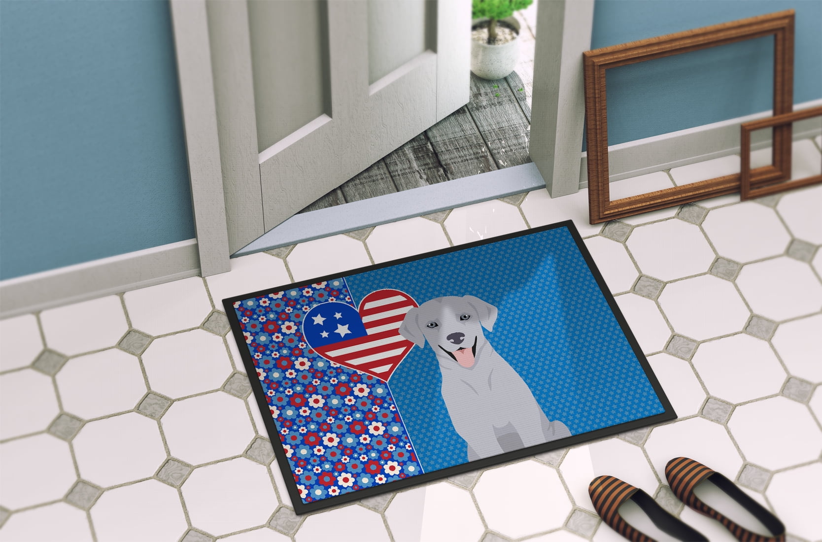 Silver Labrador Retriever USA American Indoor or Outdoor Mat 24x36