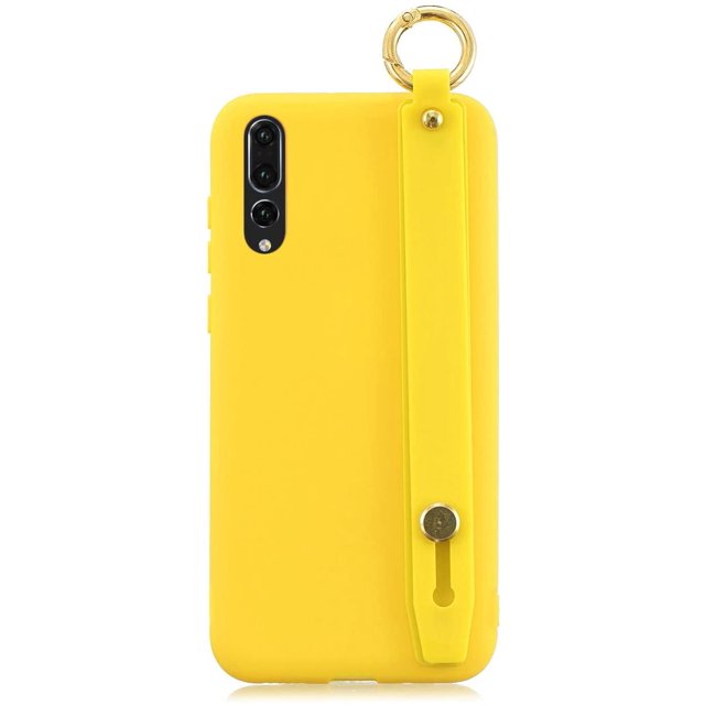 Case for Huawei P20 Pro, Rhinestone Painting Cloth Embossed Stylish Soft TPU Frame Glitter Thin Multicolor Soft Holder Stand Wrist Strap Full Protection Bumper,IBAOLE -Purple R-Yellow Huawei P20 Pro
