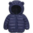 thumbnail image 2 of CAICJ98 Baby Boys Girls Winter Coats Toddler Bear Hoods Puffer Jacket Infant Kids Light Puffer Padded Outwear (Dark Blue,18-24 Months), 2 of 6