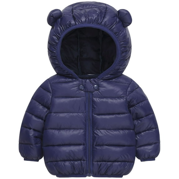 Staki Baby Winter Hooded Down Jacket Boys Light Warm Puffer Coats Toddler Bear Ears Zipper Up Down Coats Outwear Toddler Boy Puffer Jacket 12M,18M,24M,2T,3T,4T,5T,6Y(Dark Blue,2-3 Years)