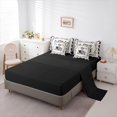 thumbnail image 3 of Manfei Spooky Halloween Print 7 Pieces Full Size Bedding Sets,Purple Floral Full Size Bed in a Bag,Black Reversible, 3 of 7