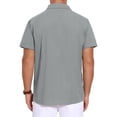 thumbnail image 3 of INSPIRE CHIC Men's Short Sleeves Chest Pockets Summer Beach Button Down Linen Shirts M Gray, 3 of 5