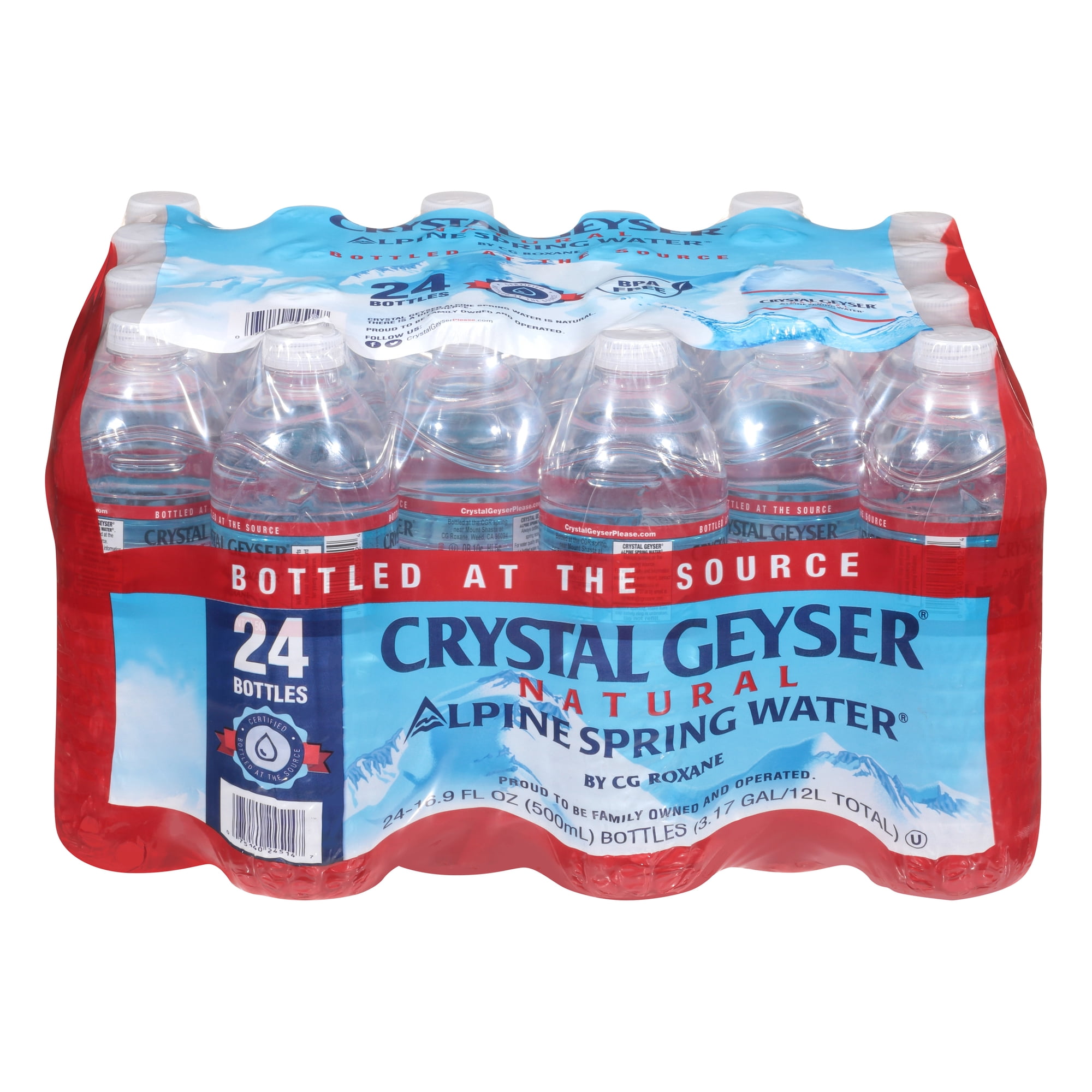 Crystal Geyser 24 Bottle per Case of Alpine Spring Water, 16.9oz Bottles