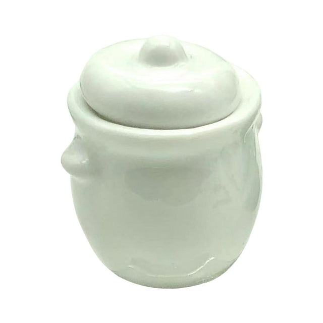 Utensilios de cocina para casa de muñecas a escala 1/12, accesorios de cocina para casa de muñecas para niños pequeños, olla Maceta de cerámica blanca