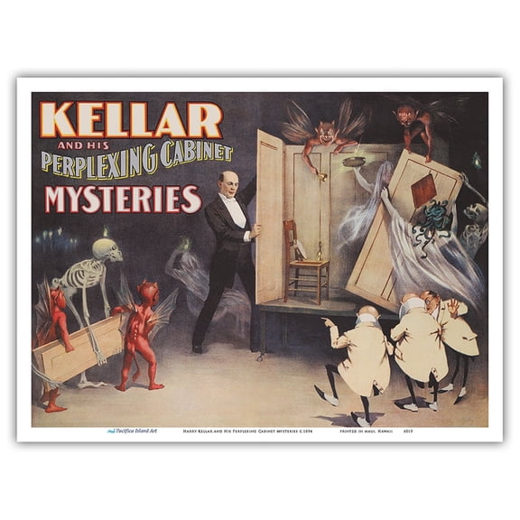 Harry Kellar and His Perplexing Cabinet Mysteries - Vintage Magic Poster c.1894 - Master Art Print (Unframed) 9in x 12in