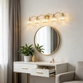 thumbnail image 2 of Deyidn 44.5" Modern 5-Light Gold Bathroom Vanity Light - Dimmable Bathroom Transitional Fixture with Crystal Glass Shades, 2 of 9