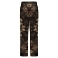 thumbnail image 6 of Brown Floral Kaleidoscope Pattern Design Winter Female Pants Flannel High Waist Women Pants Lady Warm Straight Leg Plush Trousers, 6 of 7