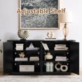 thumbnail image 2 of 64'' Modern Fluted Buffet Sideboard Cabinet with Storage, Large Storage Cabinet with Adjustable Shelves, Press-Spring Door Console Table for Living Room Dining Room Entryway 31.5" H, Black, 2 of 9