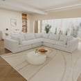 thumbnail image 3 of 118" Cloud Sofa Couch - Plush White Corduroy Fabric, Deep Seat, Modular Design, Feather-Filled Cushions, No Assembly, Pure Sponge Support for Living Room, Bedroom, Apartment, 3 of 7