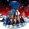 thumbnail image 2 of Wyzesi Robes Formelles d'Hiver pour Femmes Courtes Mode Féminine Jour de la Saint-Patrick Imprimé Col Rond Manches Courtes Robe Rétro Décontractée Maxi Robes Grande Taille Automne, 2 of 3