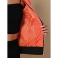 thumbnail image 5 of INSPIRE CHIC Women's Coat Casual Zip Up Bomber Jacket Windbreaker Outerwear with Pockets XS Orange, 5 of 6