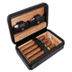 thumbnail image 1 of Estuche para cigarros de 4 ct Cuero de viaje, tapa de madera de cedro y madera de cedro forrada (negro) Rojo Verde, 1 of 4