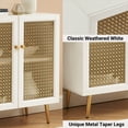 thumbnail image 4 of Boho Sideboard Buffet Cabinet with Metal Grid Decorated, Accent Storage Credenza Cabinet for Hallway, Kitchen, White, 4 of 6
