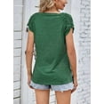thumbnail image 7 of Deago Women's Summer Tops Casual V Neck T Shirts Pleated Short Sleeve Shirts Loose Fit Flowy (Green, S), 7 of 7