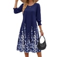 thumbnail image 2 of Fantaslook Fall Dresses for Women Smocked 3/4 Sleeve Dress Floral Midi Casual Dresses with Pockets, 2 of 9