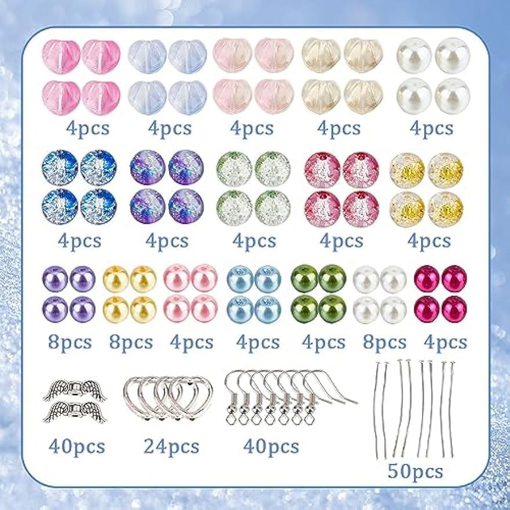 1 Box DIY 20 Pairs Guardian Angel Charms Christmas Beading Angel Beads Earrings Making Starter Kit Angel Wing Bead Heart Bead Frames Round Crackle Beads for Jewelry Making Kits Women Craft