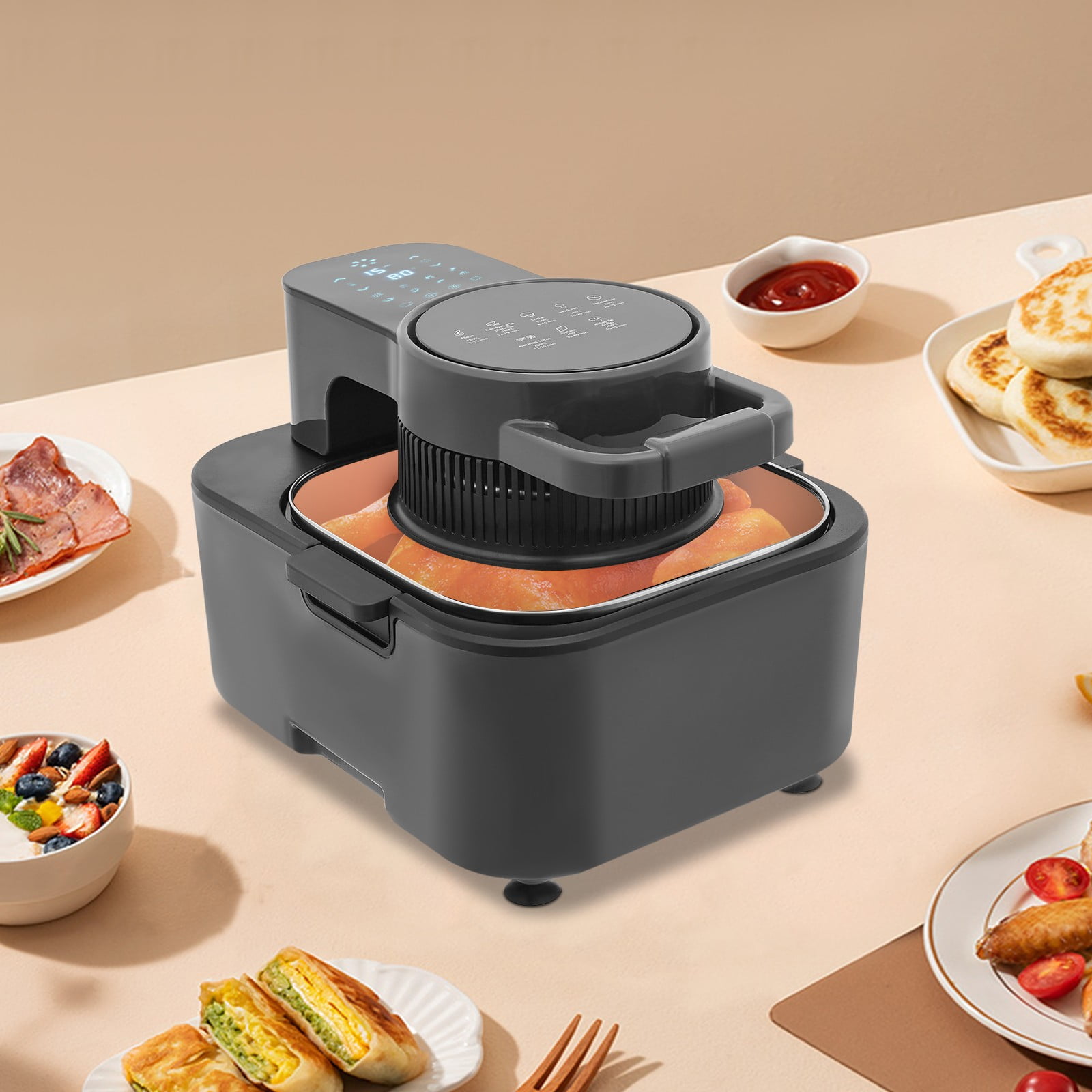 DUYIWAA 9L Air Fryer LCD Display Digital Countertop Air Fryer Pot 90-200 ℃ Adjustable 1350W 110V