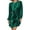 Dark Green, variant on Women's Velvet Round Neck Tie Waist Long Sleeve Mini Dress 95% polyester 5% elastane Everyday chic and evenings