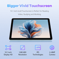 thumbnail image 2 of 10.1 Inch Tablets Android 14 Tablet,Octa-Core Processor,64GB ROM 10GB RAM 512GB Expand,6000mAh Battery,Wi-Fi,BT 5.0,Dual Camera,GMS,Gray, 2 of 8