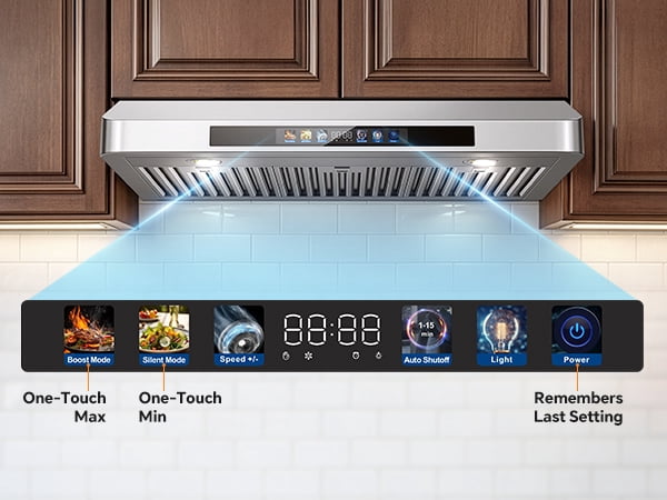 36 Inch Under Cabinet Range Hood with Voice/Gesture/Touch Control, 900 CFM Kitchen Vent Hood with 4-Speed Exhaust Fan, Stainless Steel Stove Hood with LED Lights, Baffle Filters