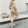 thumbnail image 7 of hoksml Women's Fleece Lined Hooded Tracksuit Set, Zip Up Cropped Hoodie and Wide Leg Pants 2 Piece Outfit, Casual Daily Loungewear, 7 of 7
