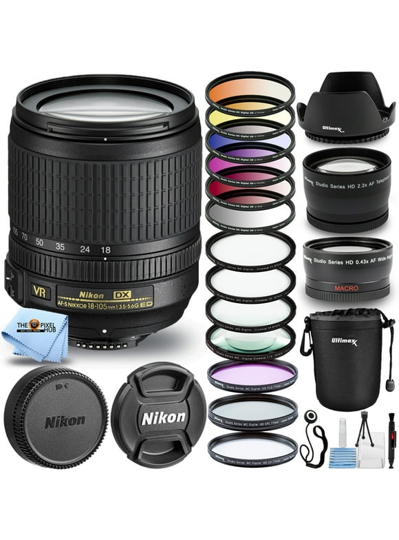 Nikon AF-S DX NIKKOR 18-105mm f/3.5-5.6G ED VR + Filter Kits + Pouch Bundle