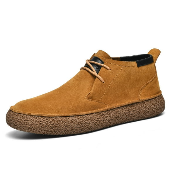 Men's Casual Boots Leather Suede Non-slip for Walking Camping Comfort Outdoor Classic Chukka Shoes Brown 10 US