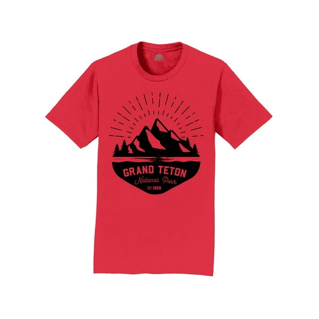 Gravity Outdoor Co. T-Shirt Homme Grand Teton - Logo Noir - Rouge - 3TG