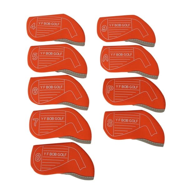 9 fundas transpirables para palos de golf con etiqueta intercambiable. Naranja