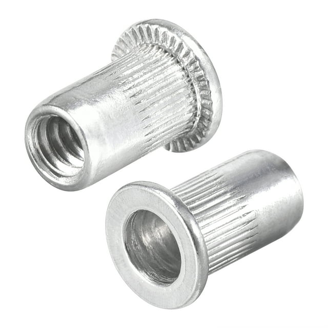 Unique Bargains 6-32 Écrous Rivets en Alliage d'Aluminium Tête Plate Filetée Écrou Argent 50 Pcs