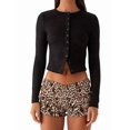 thumbnail image 2 of Blusas de Larga para Mujer, Cárdigan Ligero de Otoño, Camisetas para Salir, Blusas Acanaladas con Botones, Lindas y A Negro S, 2 of 10